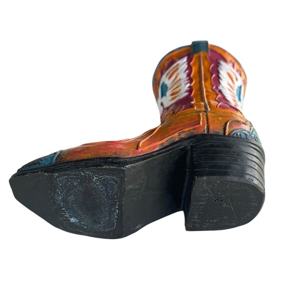 Colorful Mini Western Cowboy Boot Decor Orange, Red, Teal Turquoise, White - Picture 5 of 10